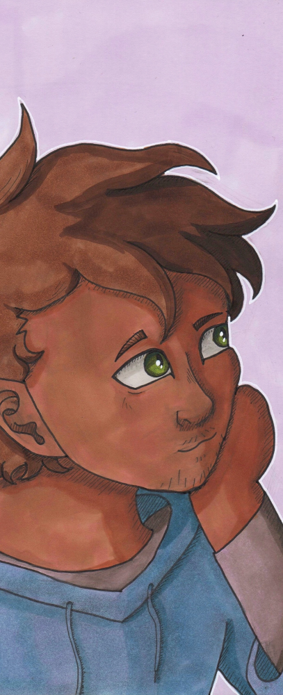 Cute marker drawing of a werewolf boy