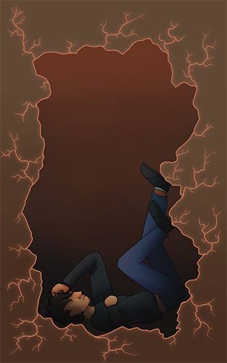 Man (Eric) trapped in a hole in the ground on his back and being frantic about it