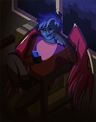 Just a demon on his phone